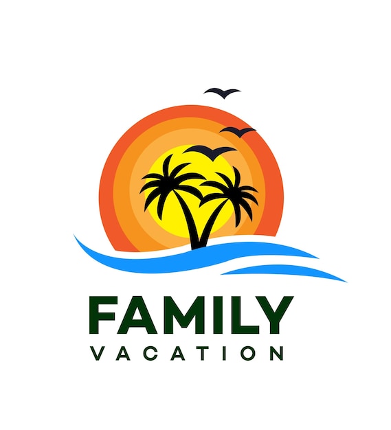 Vector family vacation logoicon brand identity sign symbol