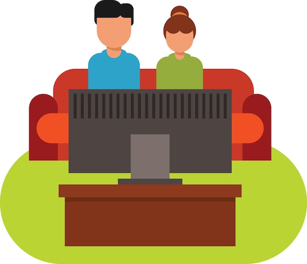 Family Watching Tv Isolated Background