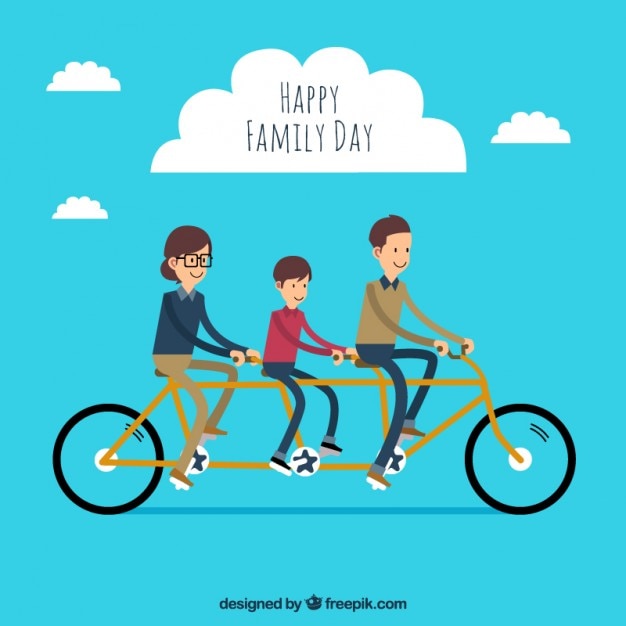 Famiglia con una bici