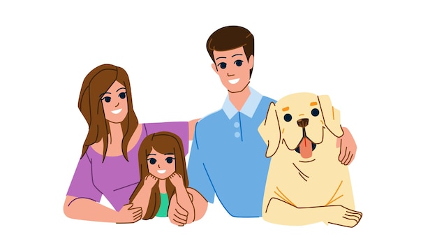 Family with dog vector