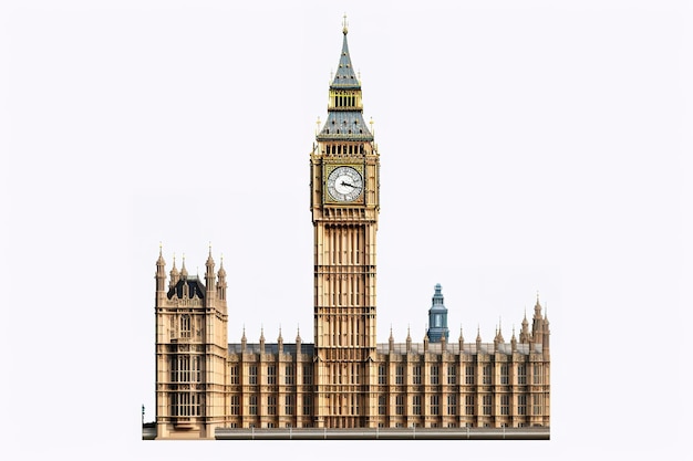 Vector famous british clock tower big ben isolated on white