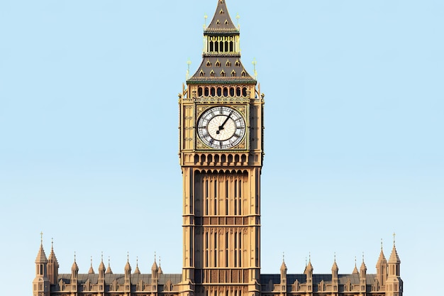 Vettore famosa torre dell'orologio britannica big ben isolata su bianco