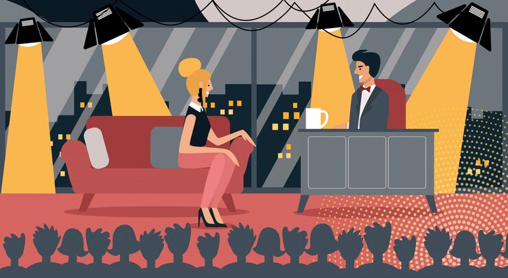 Vector famous celebrity late night talk show host discuss