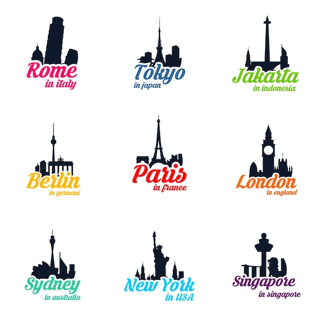 Famous city around the world badge