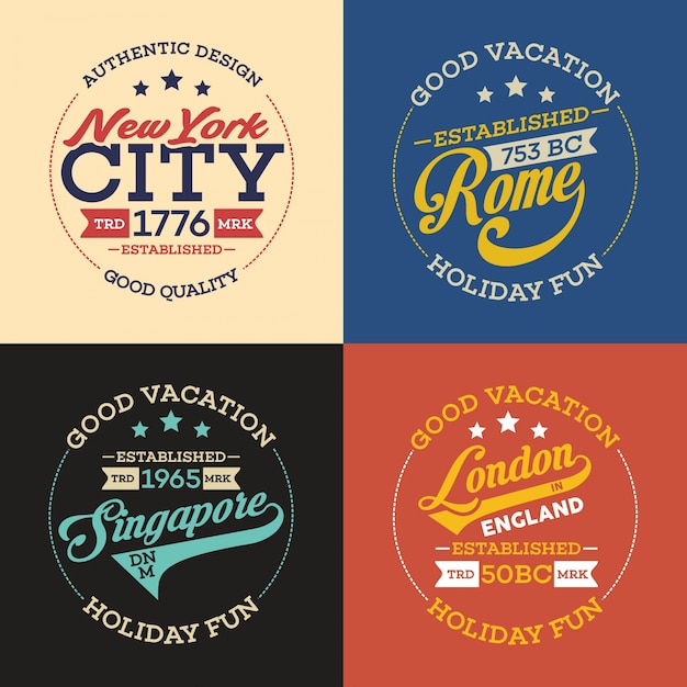 Vector famous city around the world badge