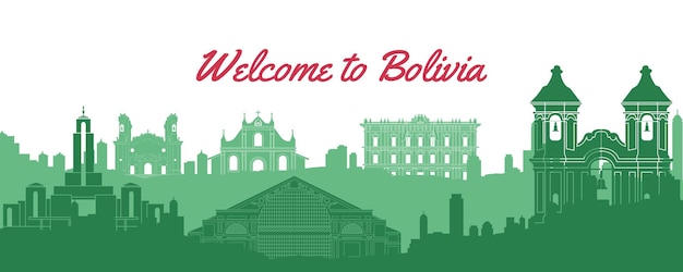 Vector famous landmark of boliviatravel destination with silhouette classic designvector illustration