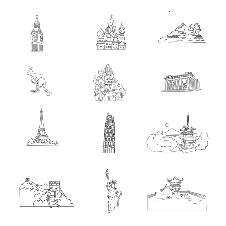 Vector famous landmark line art