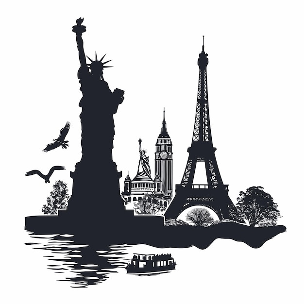 Vector famous_landmark_of_the_worldsilhouette