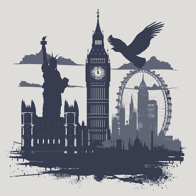 Vector famous_landmark_of_the_worldsilhouette