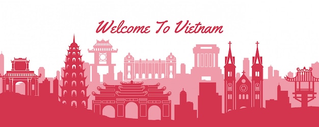 Famoso punto di riferimento del banner vietnam