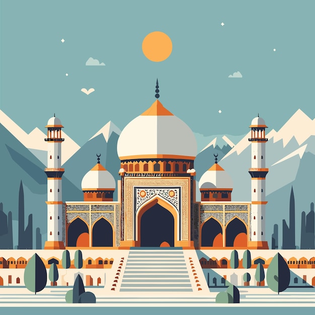 Vector famous mosque of kashmir