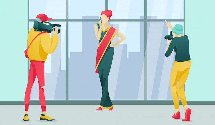 Vector famous person, celebrity and journalists cartoon