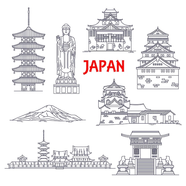 일본 선 아이콘의 유명한 여행 랜드마크