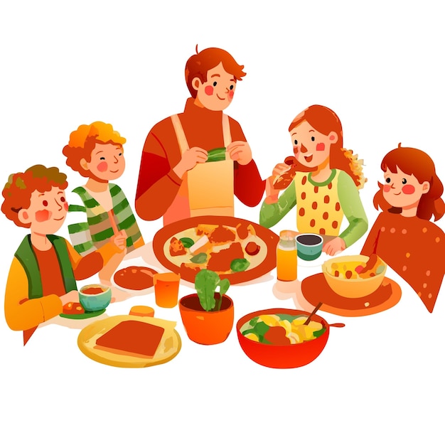 Vector famy eat watercolor vector