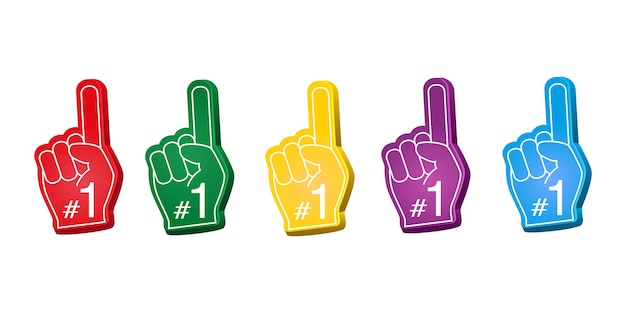 Foam Fingers Icons In Six Colors We39re 1 Lets39 Go Number One Fan Stock  Illustration - Download Image Now - iStock