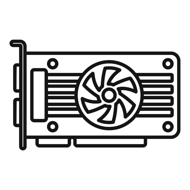 Fan GPU-kaart pictogram overzicht vector Pc grafische geheugenvideo