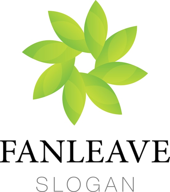 Vector fan leave green leaf logo icon vector design circular design garden plant nature and ecology