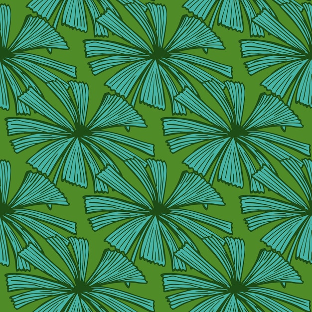 Fan palm verlaat naadloze patroon op Vintage gebladerte van palmetto in gravure stijl Hand getrokken herhalen textuur voor stof behang textiel print inpakpapier vectorillustratie