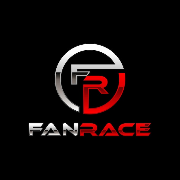 Fan Race met Letter FR Logo ontwerpsjabloon