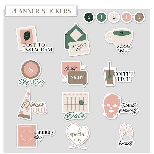 Vector fancy planner stickers