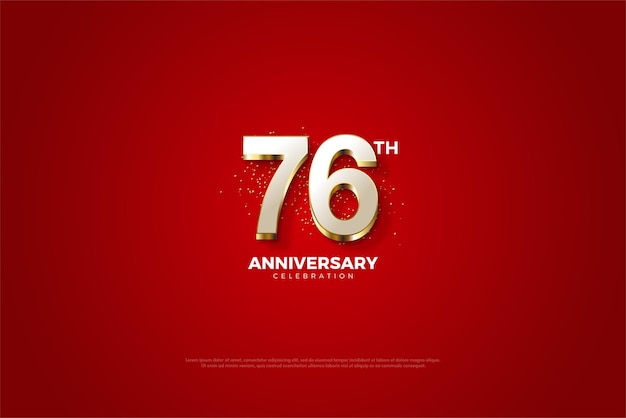 Вектор Причудливые белые 3d-цифры для баннера празднования 76-й годовщины
