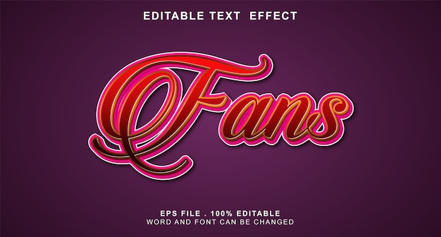 Vector fans text effect editable