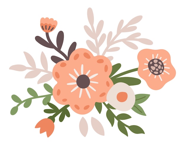 Fantasie bloemen boeket Lente bloemen eenvoudig boeket vectorillustratie