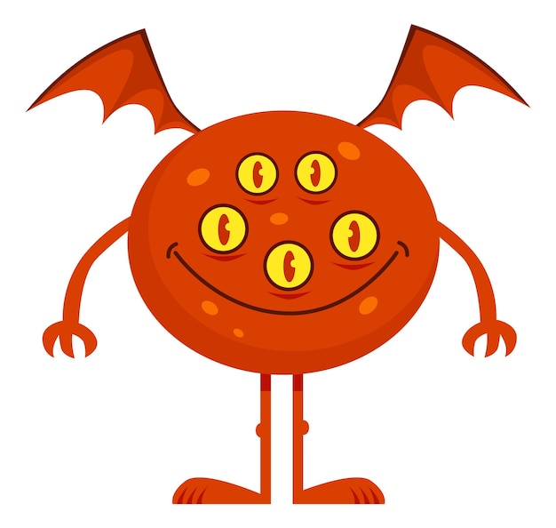 Fantasie demon schepsel Cartoon vliegend rood monster geïsoleerd op witte achtergrond