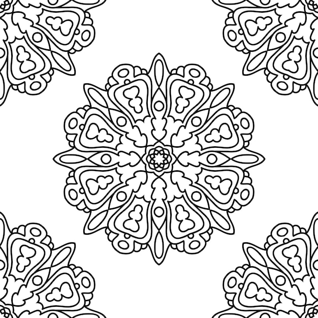 Fantasie naadloos patroon met decoratieve mandala. abstracte ronde doodle bloem achtergrond. fantasie zo