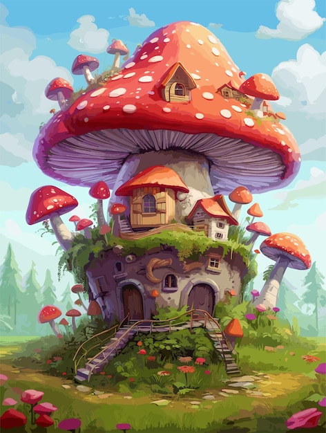 fantasie paddenstoel huis huis tuin