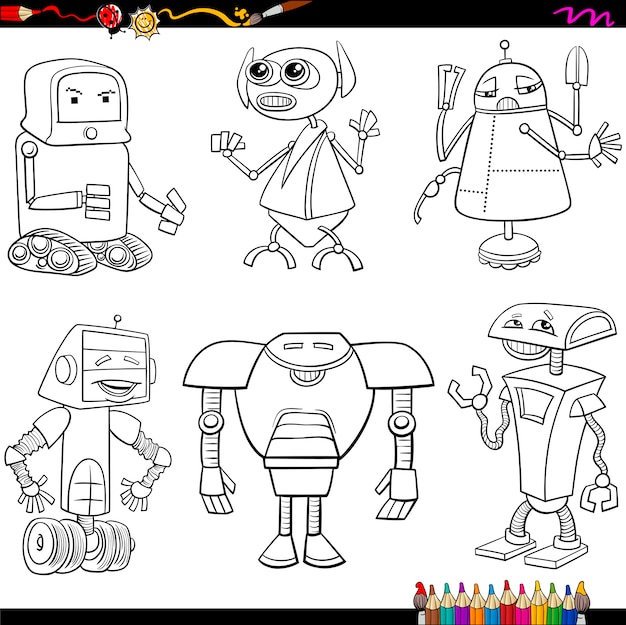 fantasie robots cartoons kleurplaat