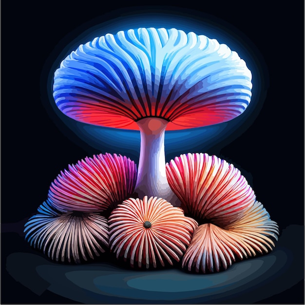 Fantasiepaddestoel met gezwellen vector cartoon icoon giftige lichtgevende paddenstoel uit sprookje of