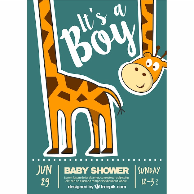 Fantastic baby shower invitation with an happy giraffe