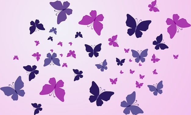 fantastic background with purple butterflies flying