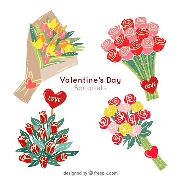 Vector fantastic bouquets for valentine's day