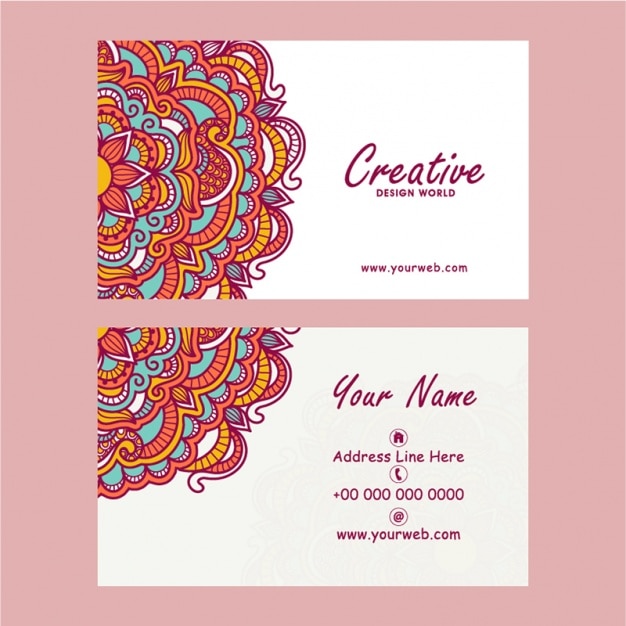 Fantastic business card with colorful ornamental decoration