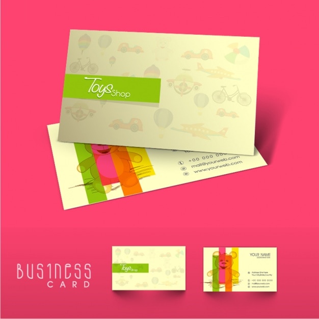 Fantastic business card with teddy bear for toy shop