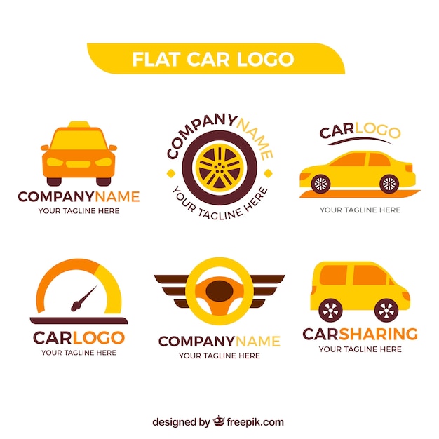 Vector fantastic car logos with orange and yellow details