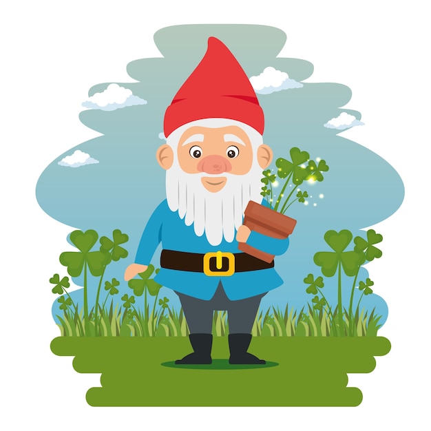 Vector fantastic character dwarf cartoon