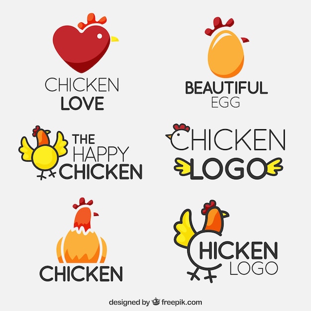 Fantastic chicken logos in flat design