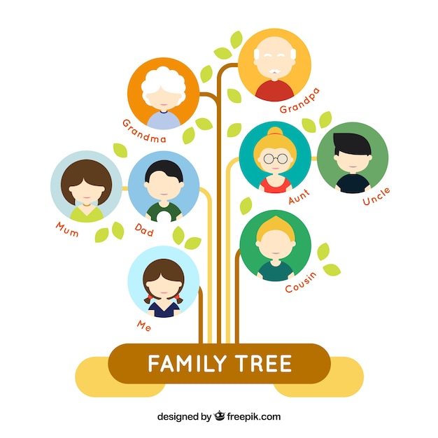 Vector fantastic flat family tree with colored circles