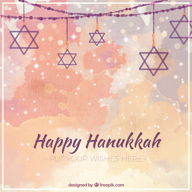 Fantastic hanukkah background in watercolor style