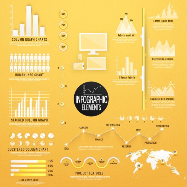 Vettore fantastici grafici infografica in toni arancio