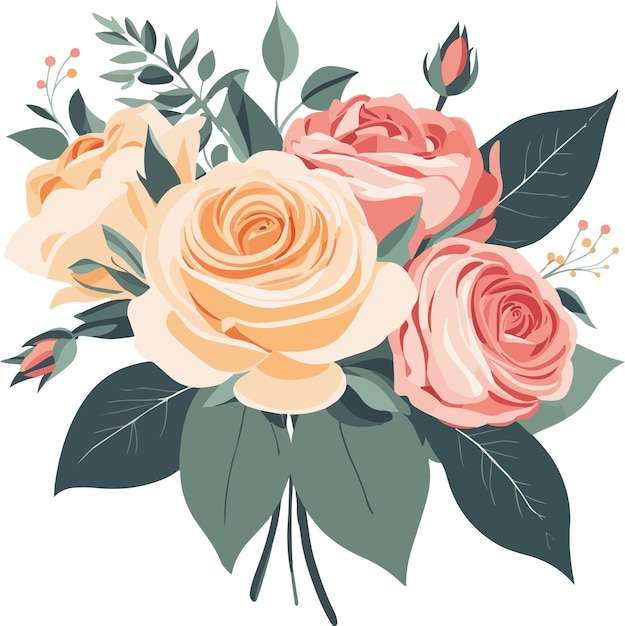 Vector fantastic and lovely bunch of watercolor roses vector art