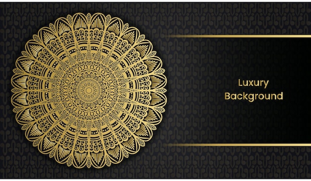 ゴールド カラーの幻想的な観賞用マンダラ デザインの背景。装飾的な挨拶と招待状カード