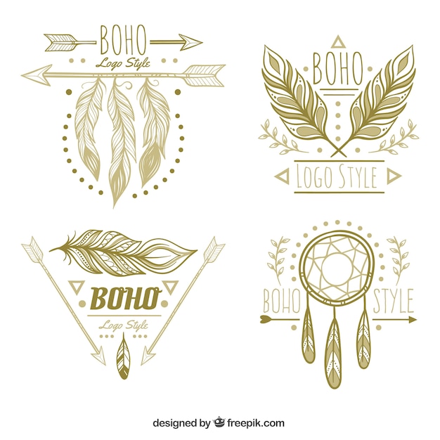 Fantastic pack of logos with decorative feathers