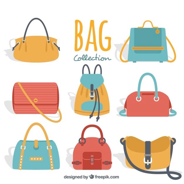 Fantastic woman's bags in flat style