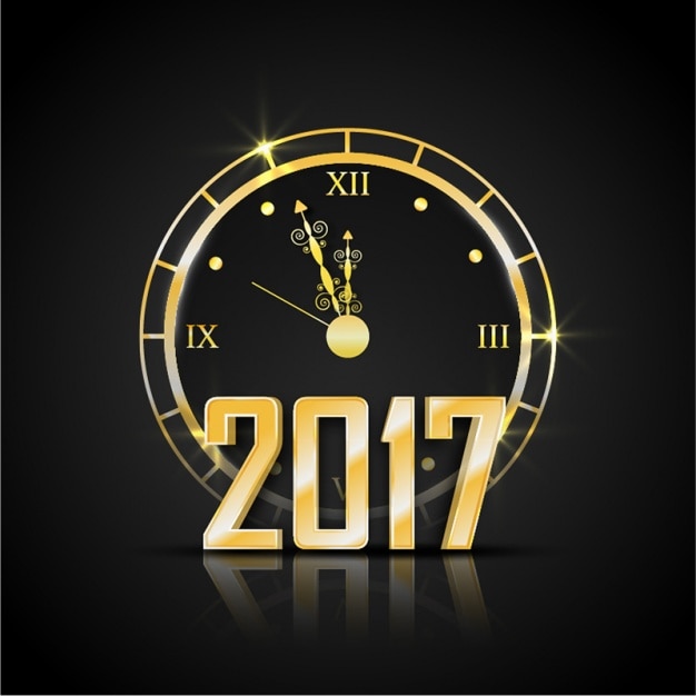 Fantastische achtergrond met gouden klok voor het nieuwe jaar