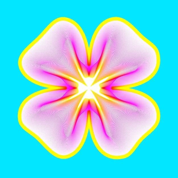 Vector fantastische neon bloem abstracte vorm met veel overvloeilijnen