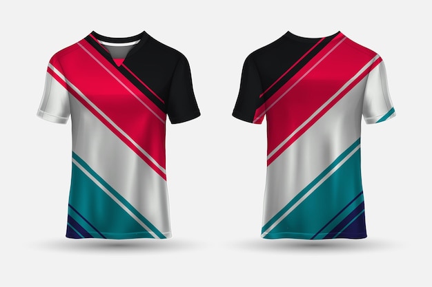 Fantastische sportjersey-ontwerpt-shirts met voor- en achteraanzicht vector